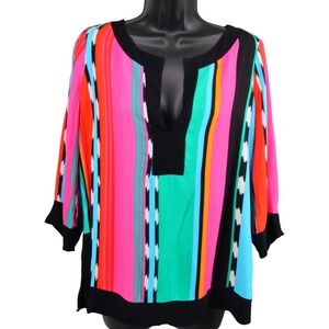 Ella Moss Colorful Striped Tunic Top Womens S NWT‎ Bright Boho Blouse